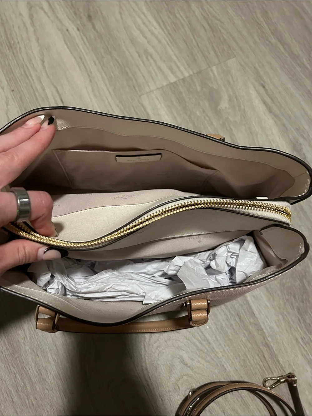 Kate Spade light pink & cream pebbled leather tote bag NWT Retail $429